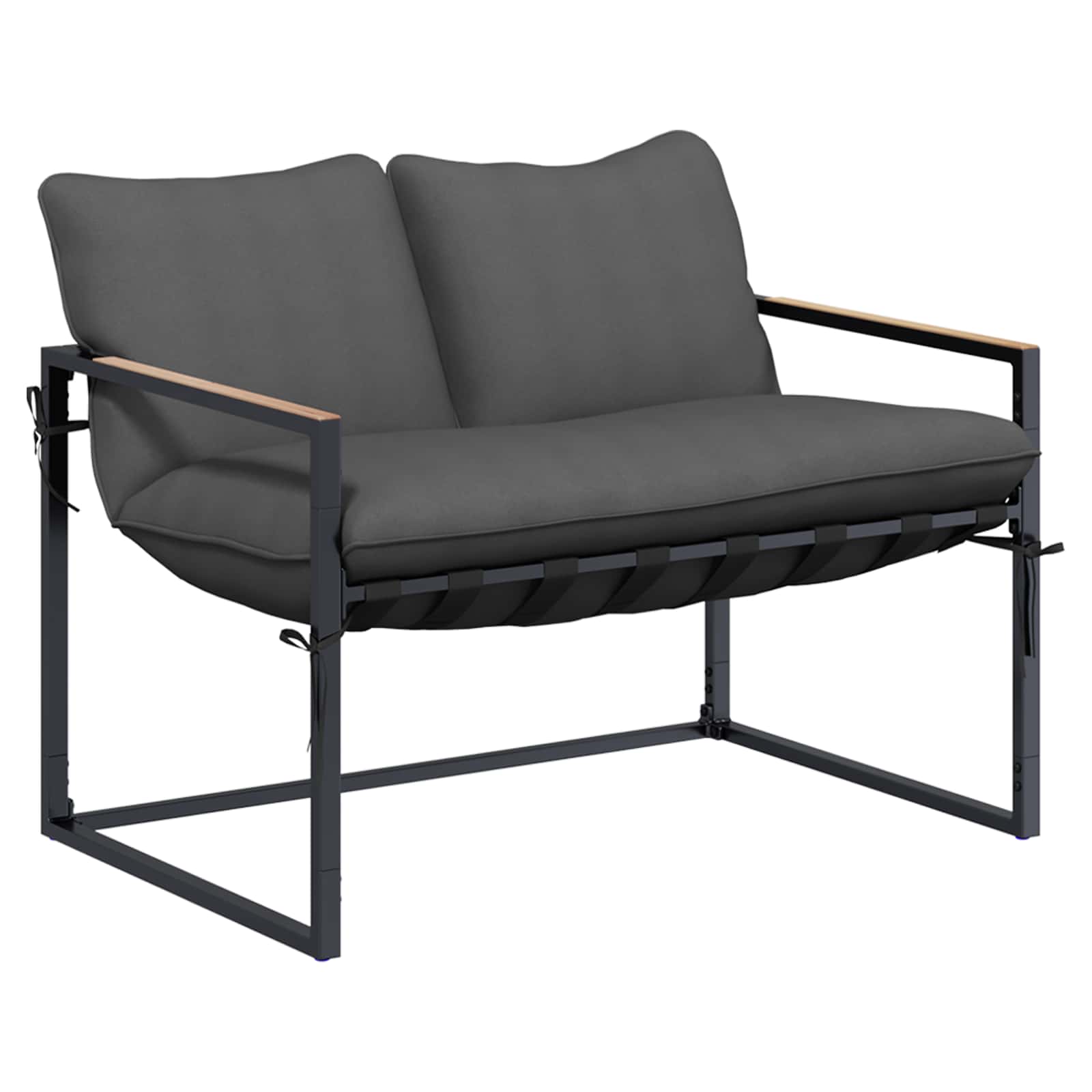 Set Divano da Giardino 4 pcs Nero e antracite Acciaio | homemem39