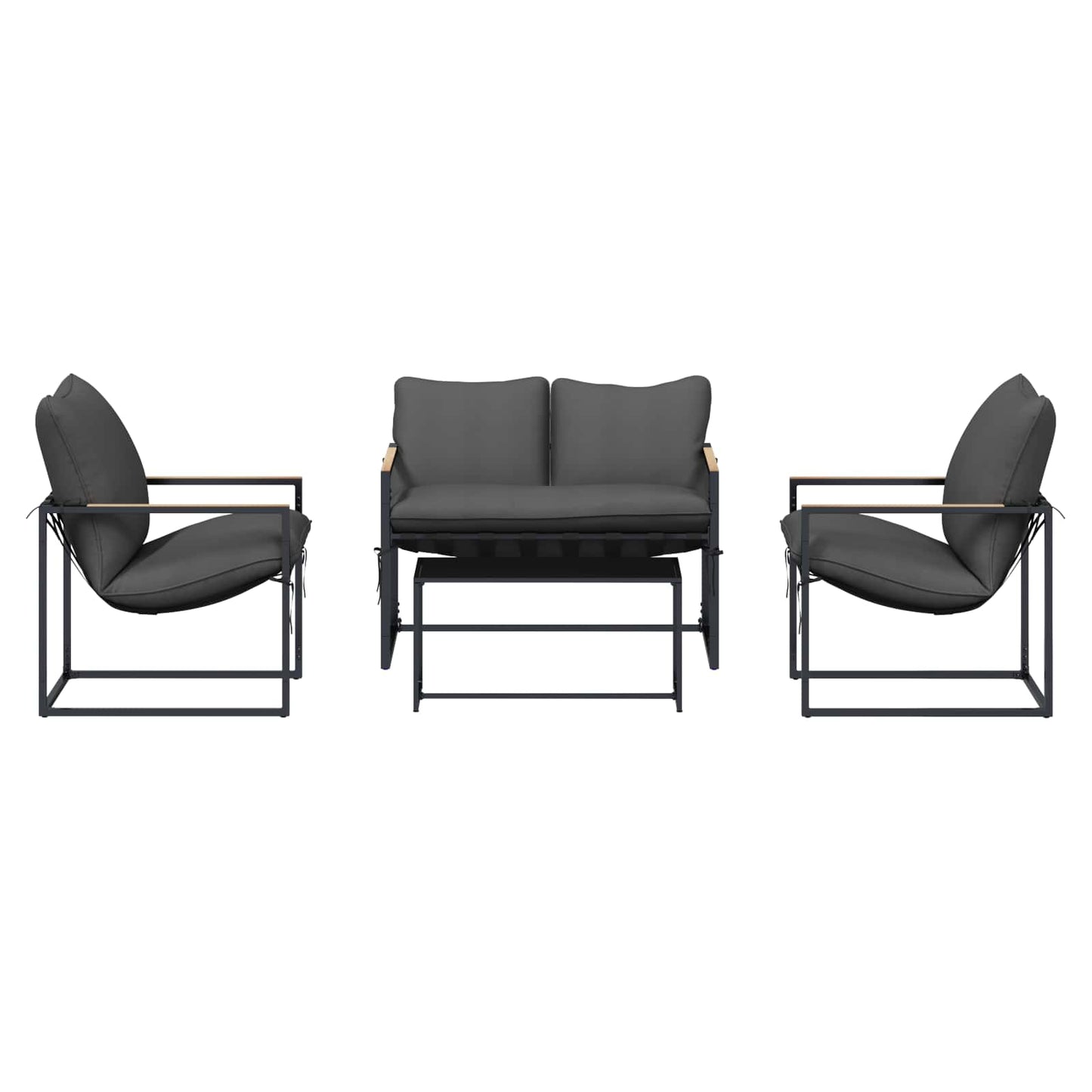 Set Divano da Giardino 4 pcs Nero e antracite Acciaio | homemem39
