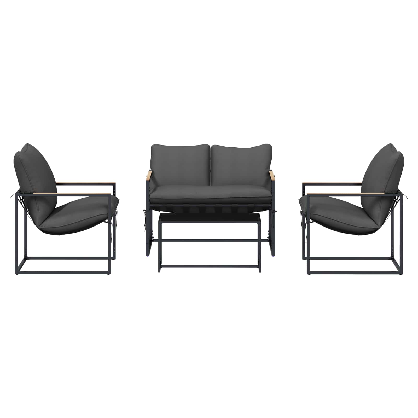 Set Divano da Giardino 4 pcs Nero e antracite Acciaio | homemem39