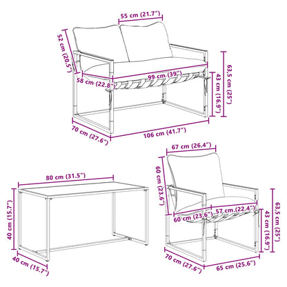 Set Divano da Giardino 4 pcs Nero e antracite Acciaio | homemem39