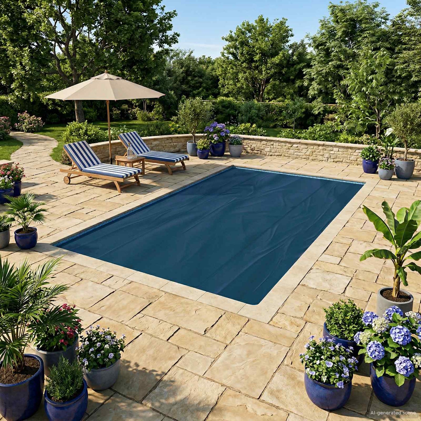 Copertura per piscina extra pesante Nero e Blu 260 x 160 cm PE