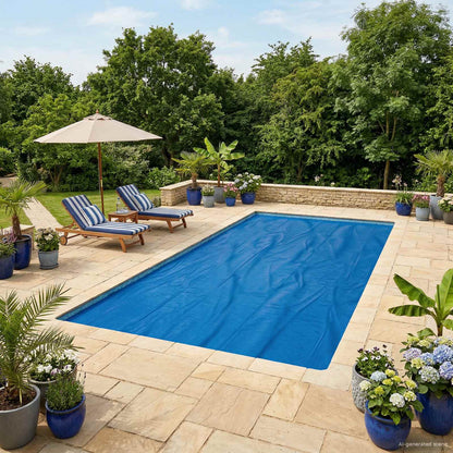 Copertura per piscina extra pesante Nero e Blu 732 x 366 cm PE