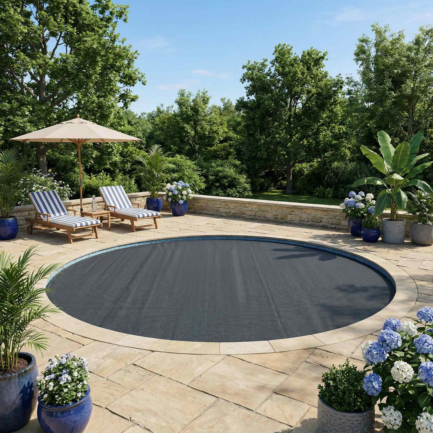 Copertura per piscina extra pesante Nero 600 cm PE
