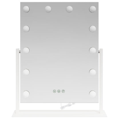 Specchio LED da Vanità Bianco 44 x 10 x 53 cm Vetro e acciaio | homemem39