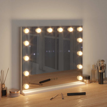Specchio LED da Vanità Bianco 50 x 10 x 44 cm Vetro e acciaio | homemem39