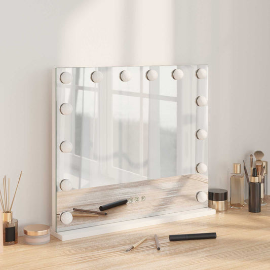 Specchio LED da Vanità Bianco 50 x 10 x 44 cm Vetro e acciaio | homemem39