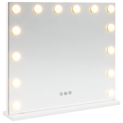 Specchio LED da Vanità Bianco 50 x 10 x 44 cm Vetro e acciaio | homemem39
