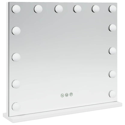 Specchio LED da Vanità Bianco 50 x 10 x 44 cm Vetro e acciaio | homemem39
