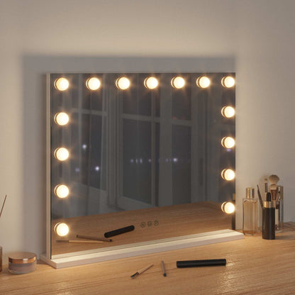 Specchio LED da Vanità Bianco 58 x 10 x 47 cm Vetro e acciaio | homemem39