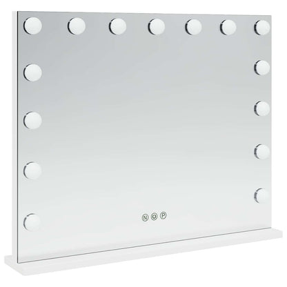 Specchio LED da Vanità Bianco 58 x 10 x 47 cm Vetro e acciaio