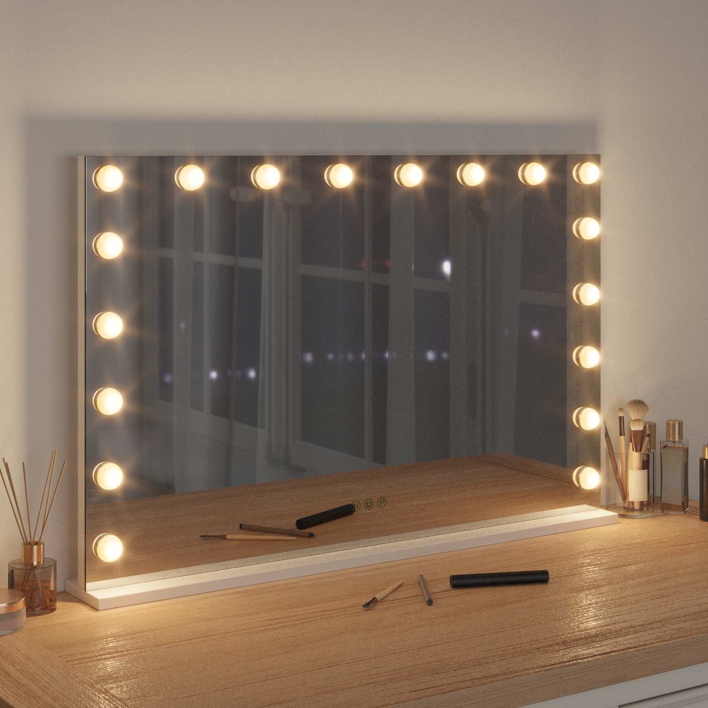 Specchio LED da Vanità Bianco 80 x 10 x 52,5 cm Vetro e acciaio | homemem39