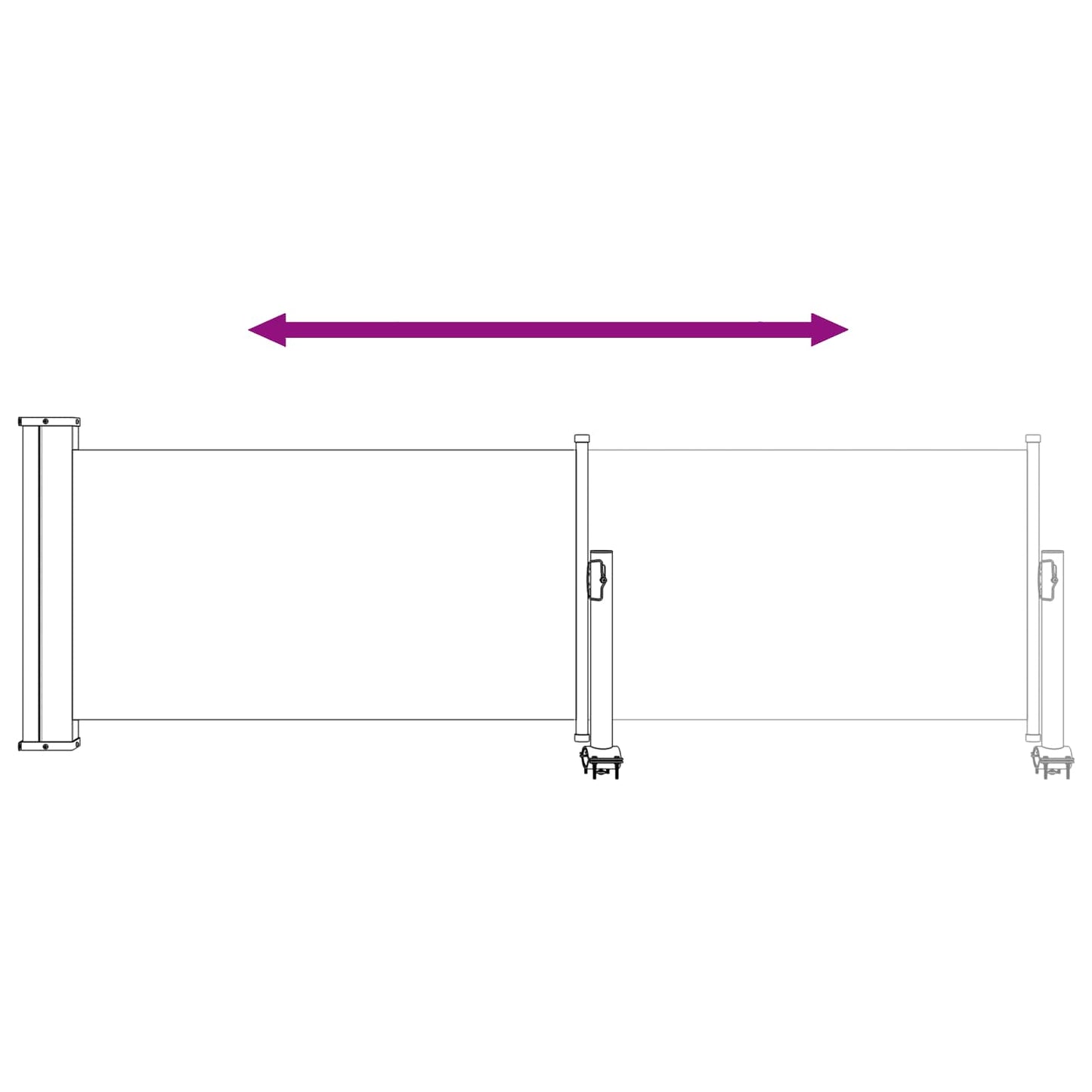 Tenda laterale 80 x 300 cm 100% poliestere ferro acciaio