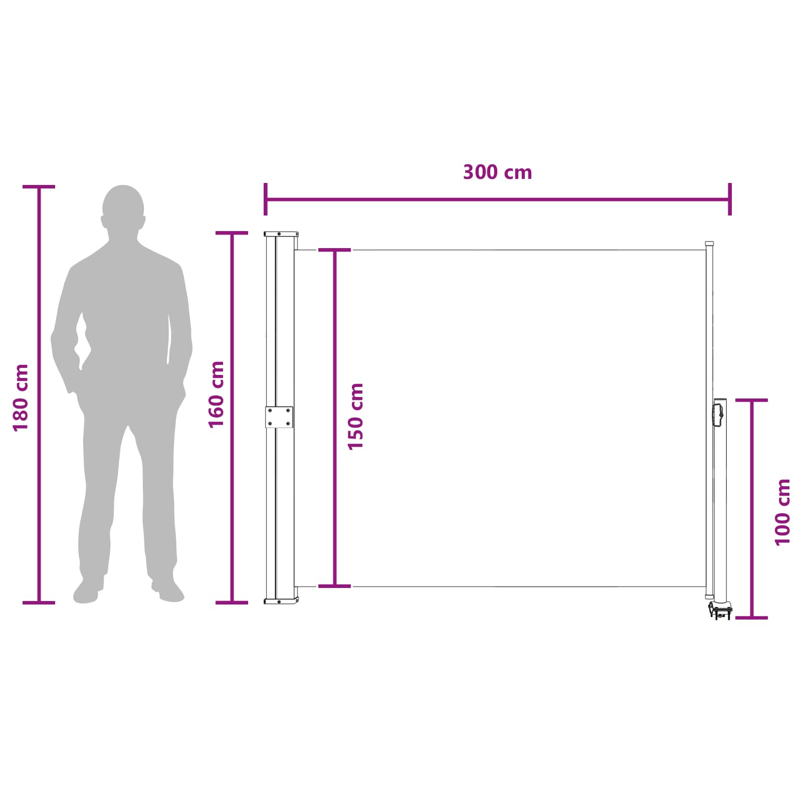 Tenda laterale Antracite 300 x 160 cm | homemem39