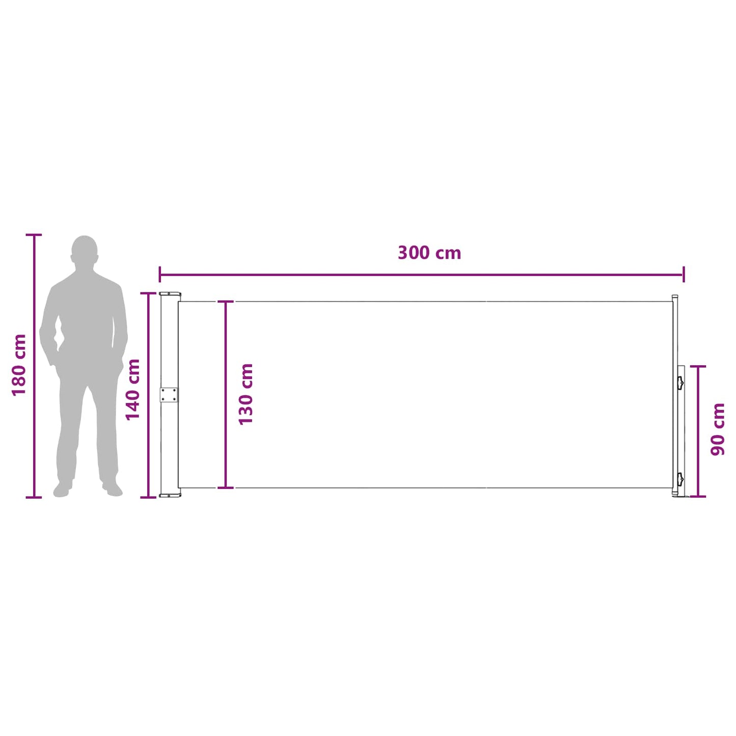 Tenda laterale retrattile Antracite 300 x 140 cm Poliestere | homemem39