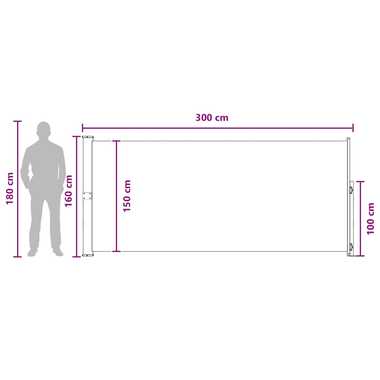 Tenda laterale retrattile Antracite 300 x 160 cm Poliestere | homemem39