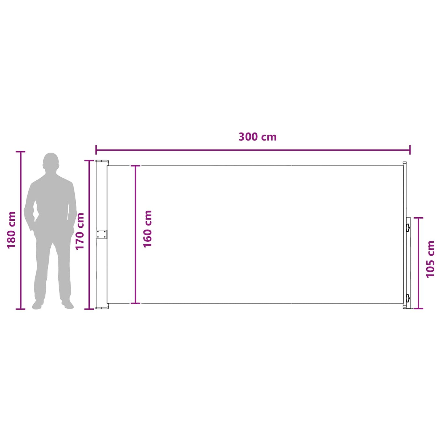 Tenda laterale retrattile Beige 300 x 170 cm Poliestere | homemem39