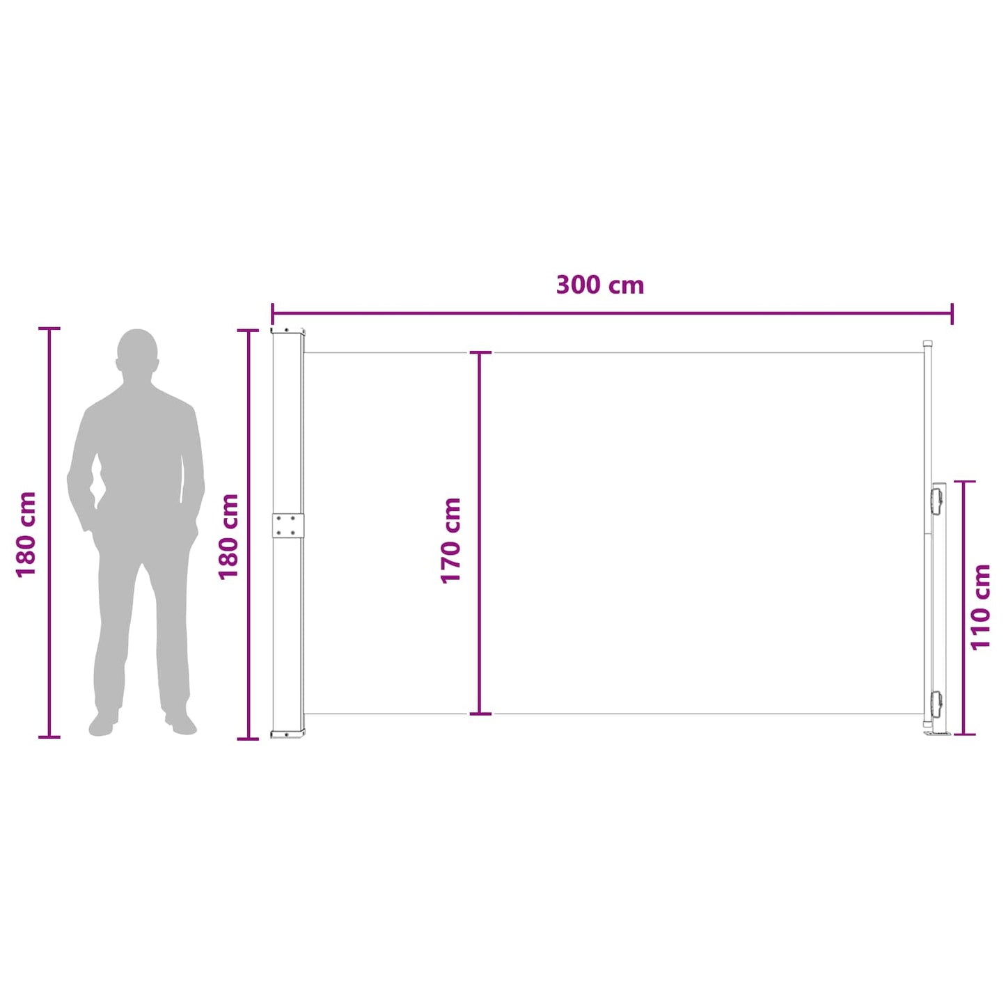 Tenda laterale retrattile Antracite 300 x 180 cm Poliestere | homemem39