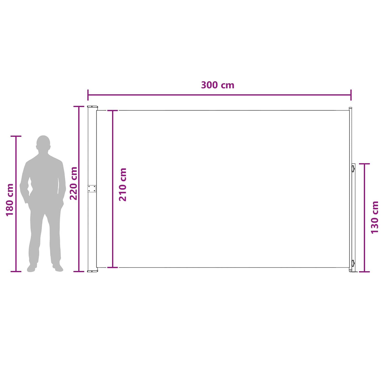 Tenda laterale retrattile Tortora 300 x 220 cm Poliestere | homemem39