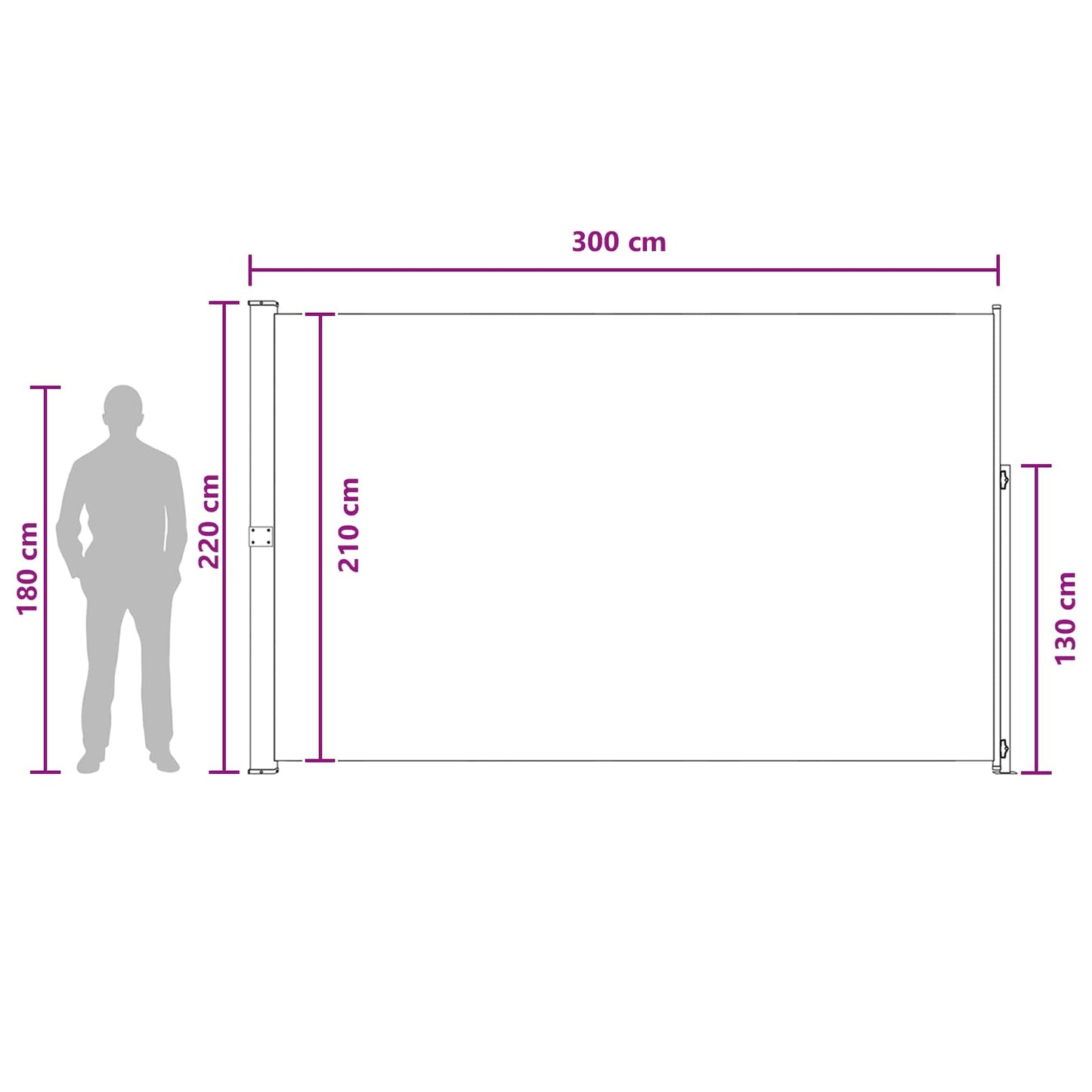 Tenda laterale retrattile 220 x 300 cm Poliestere Rettangolare