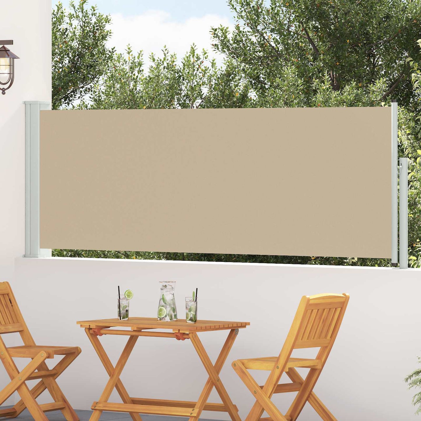 Tenda laterale retrattile Beige 500 x 100 cm Poliestere