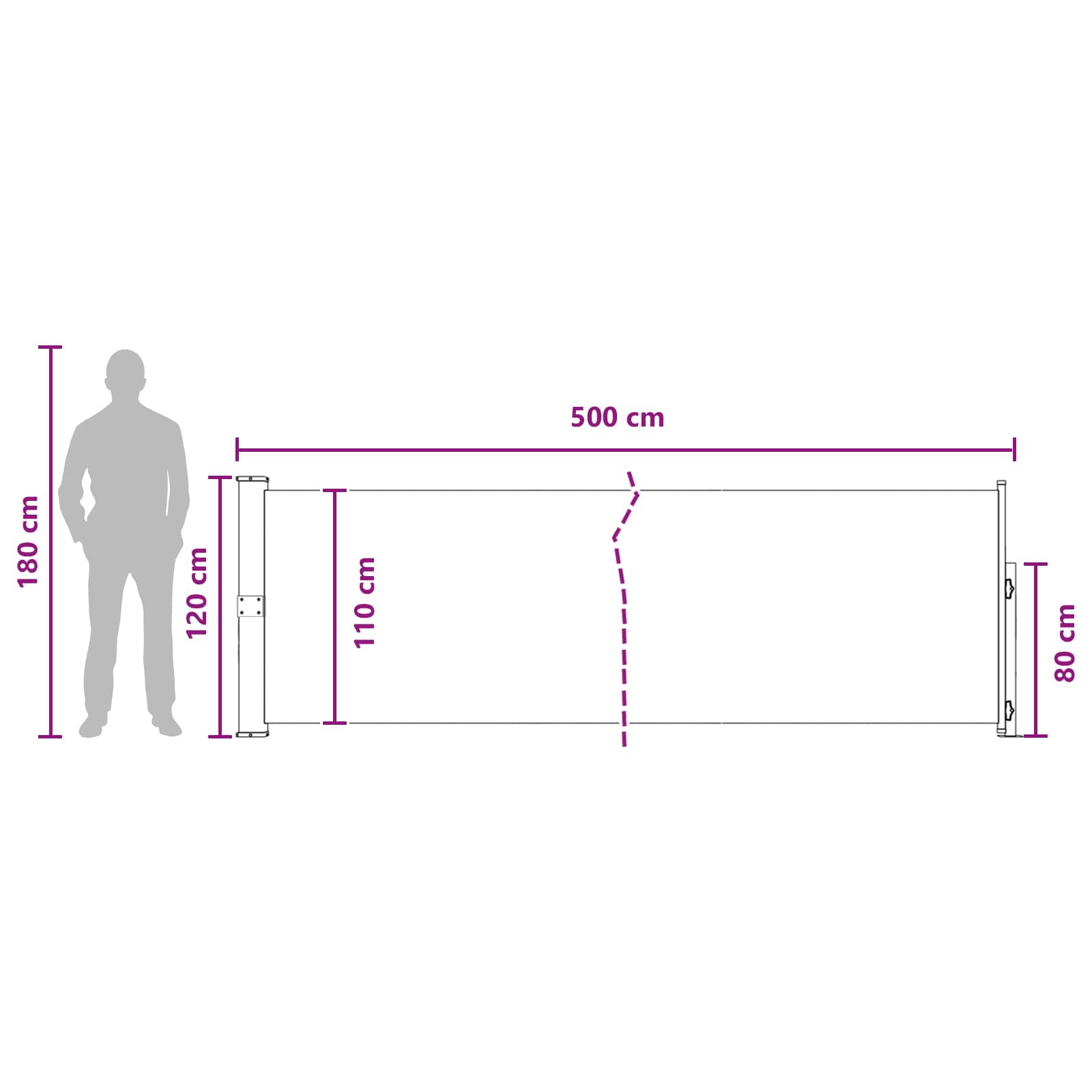 Tenda laterale retrattile Antracite 500 x 117 cm Poliestere | homemem39