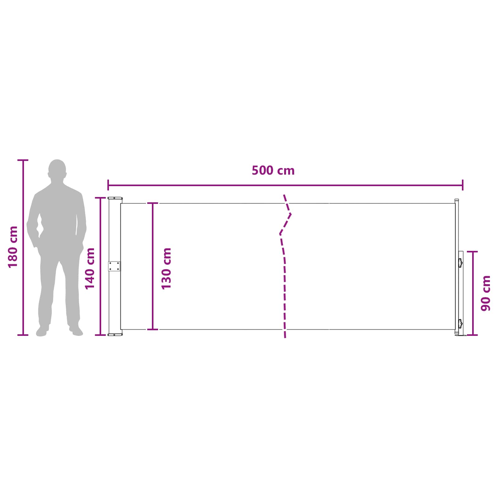 Tenda laterale retrattile Antracite 500 x 140 cm Poliestere | homemem39