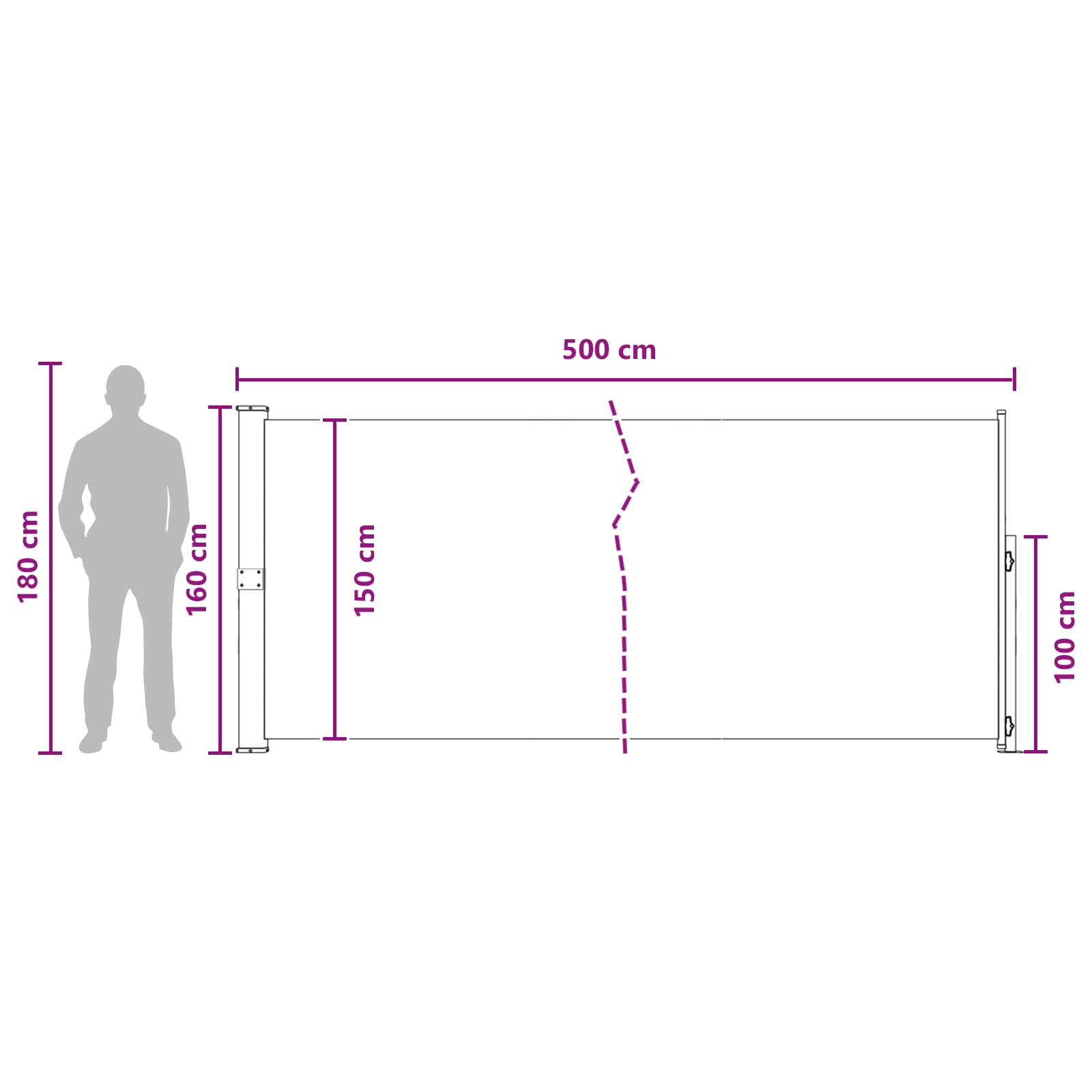 Tenda laterale retrattile Antracite 500 x 160 cm Poliestere | homemem39