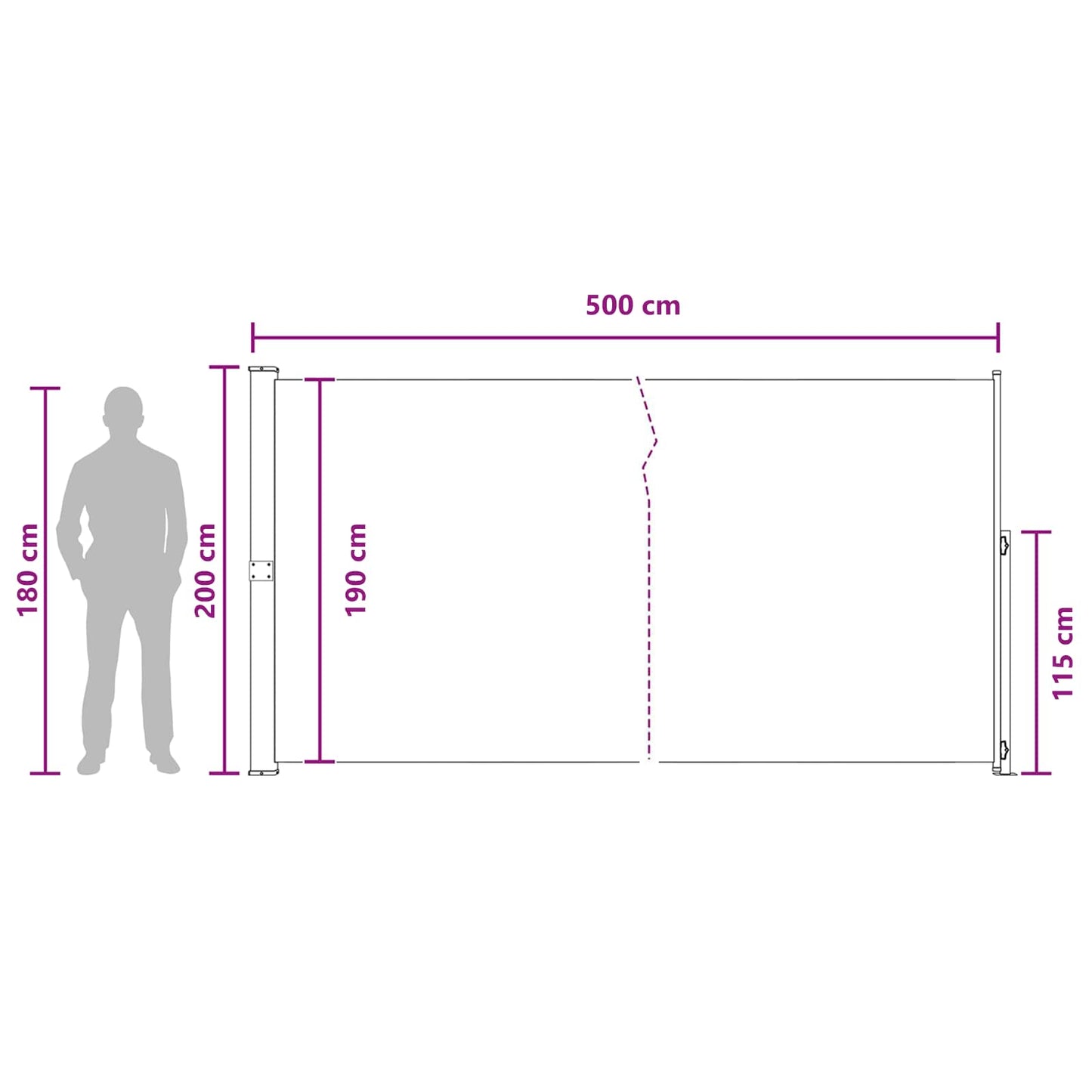 Tenda laterale retrattile 100% poliestere ferro acciaio | homemem39