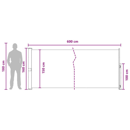 Tenda laterale retrattile Tortora 600 x 160 cm Poliestere | homemem39