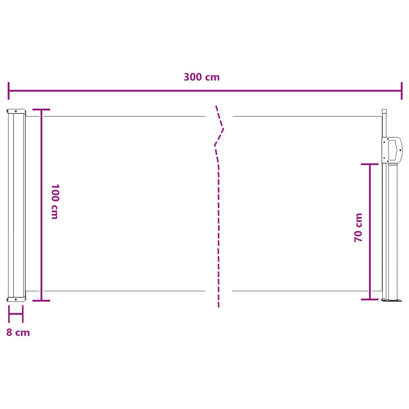 Tenda laterale retrattile Sabbia 300 x 100 cm Poliestere | homemem39