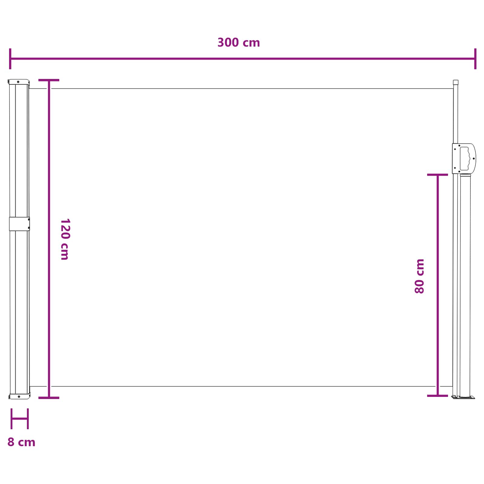 Tenda laterale retrattile Grigio 300 x 117 cm Poliestere | homemem39