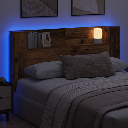 Testiera di stoccaggio con LED Legno antico 160 cm | homemem39