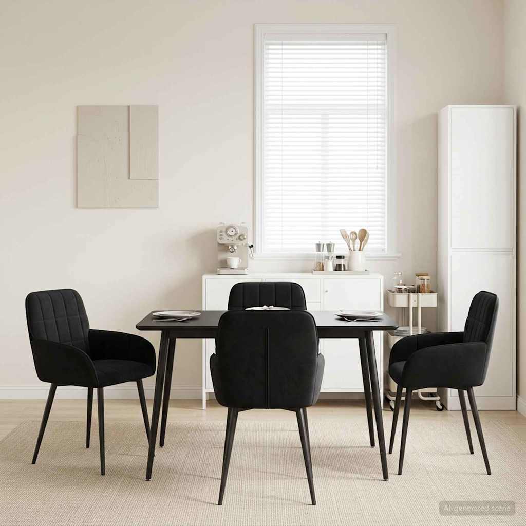 Sedie da pranzo 4 pcs Velluto Nero 57 x 50 x 85 cm | homemem39
