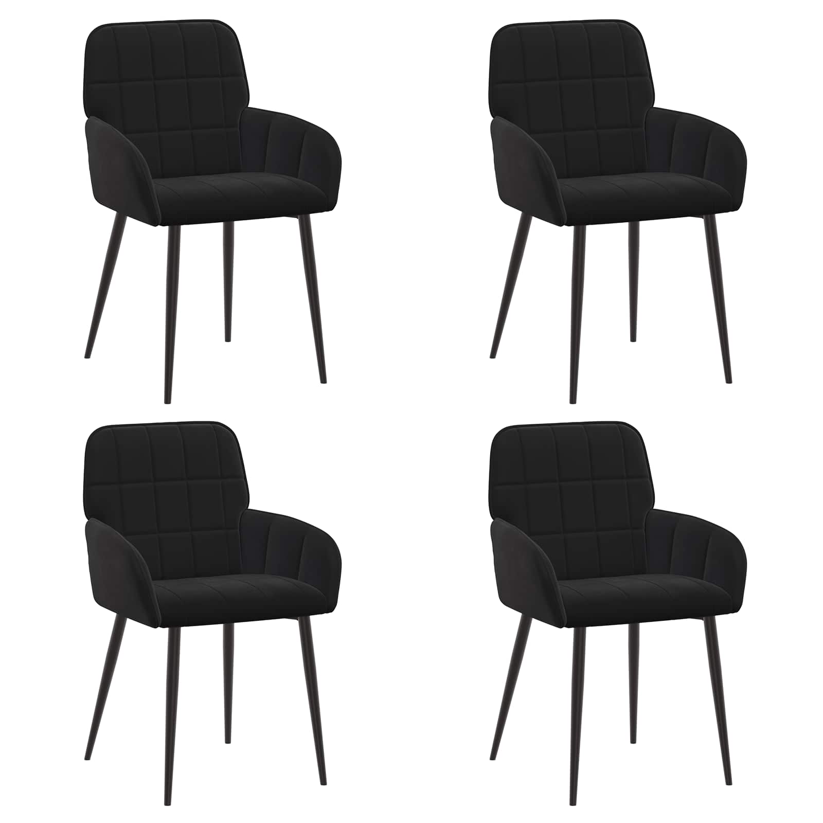Sedie da pranzo 4 pcs Velluto Nero 57 x 50 x 85 cm | homemem39
