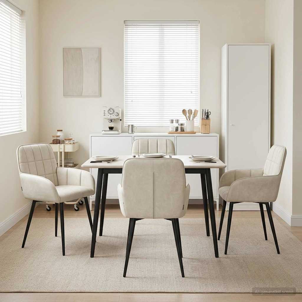 Sedie da pranzo 4 pcs Velluto Crema 57 x 50 x 85 cm | homemem39