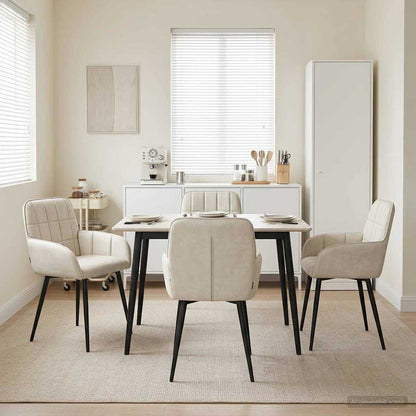 Sedie da pranzo 4 pcs Velluto Crema 57 x 50 x 85 cm | homemem39