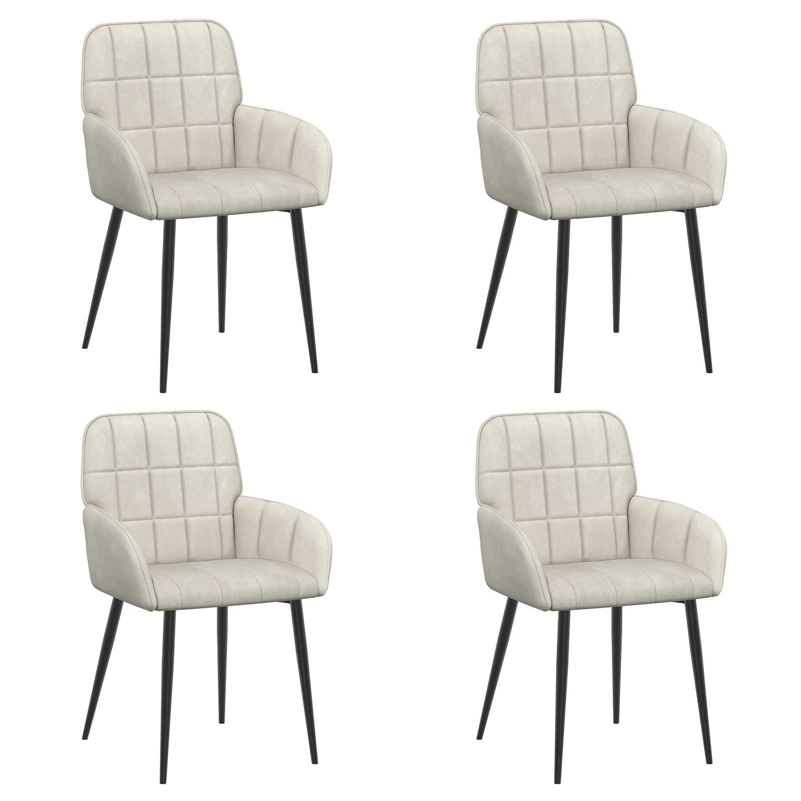 Sedie da pranzo 4 pcs Velluto Crema 57 x 50 x 85 cm | homemem39