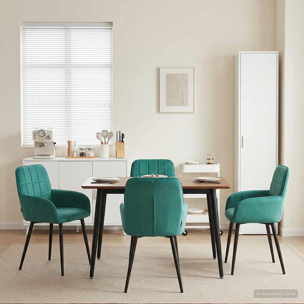 Sedie da pranzo 4 pcs Velluto Turchese 57 x 50 x 85 cm
