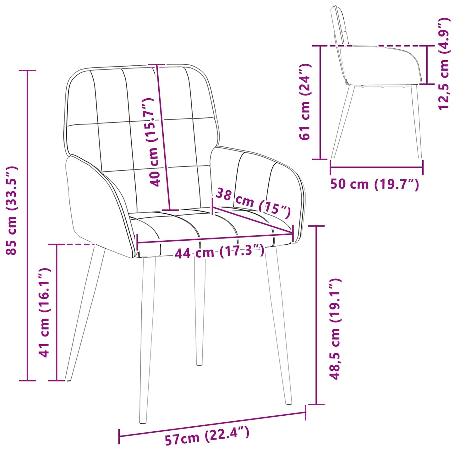 Sedie da pranzo 4 pcs Velluto Turchese 57 x 50 x 85 cm | homemem39