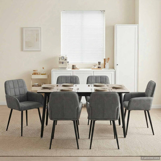Sedie da pranzo 6 pcs Velluto Grigio Scuro 57 x 50 x 85 cm