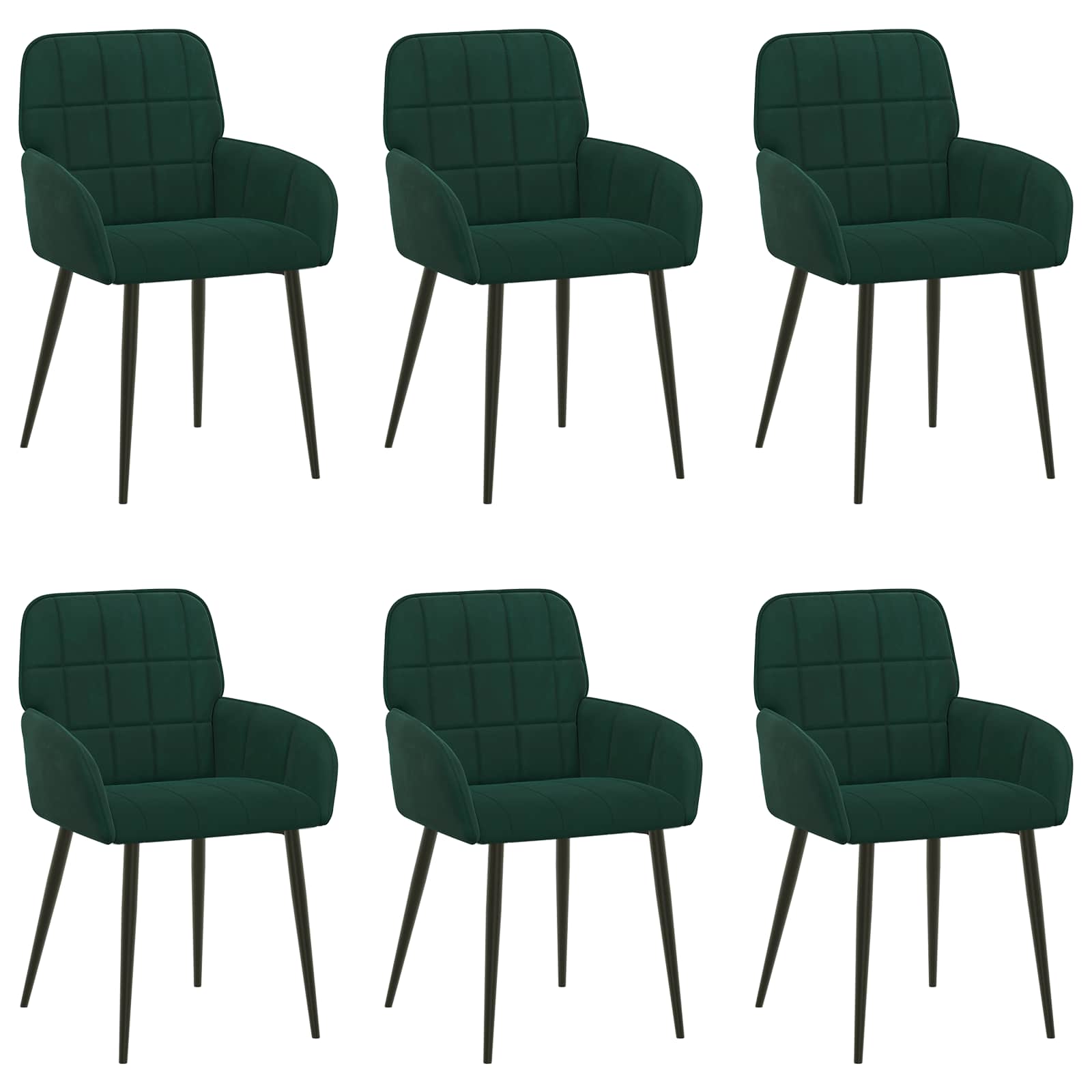 Sedie da pranzo 6 pcs Velluto Verde Scuro 57 x 50 x 85 cm | homemem39