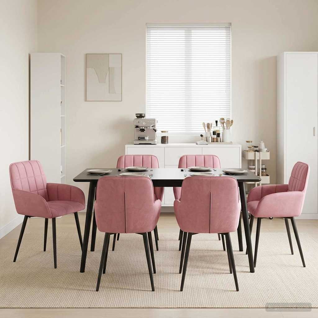 Sedie da pranzo 6 pcs Velluto Rosa 57 x 50 x 85 cm | homemem39