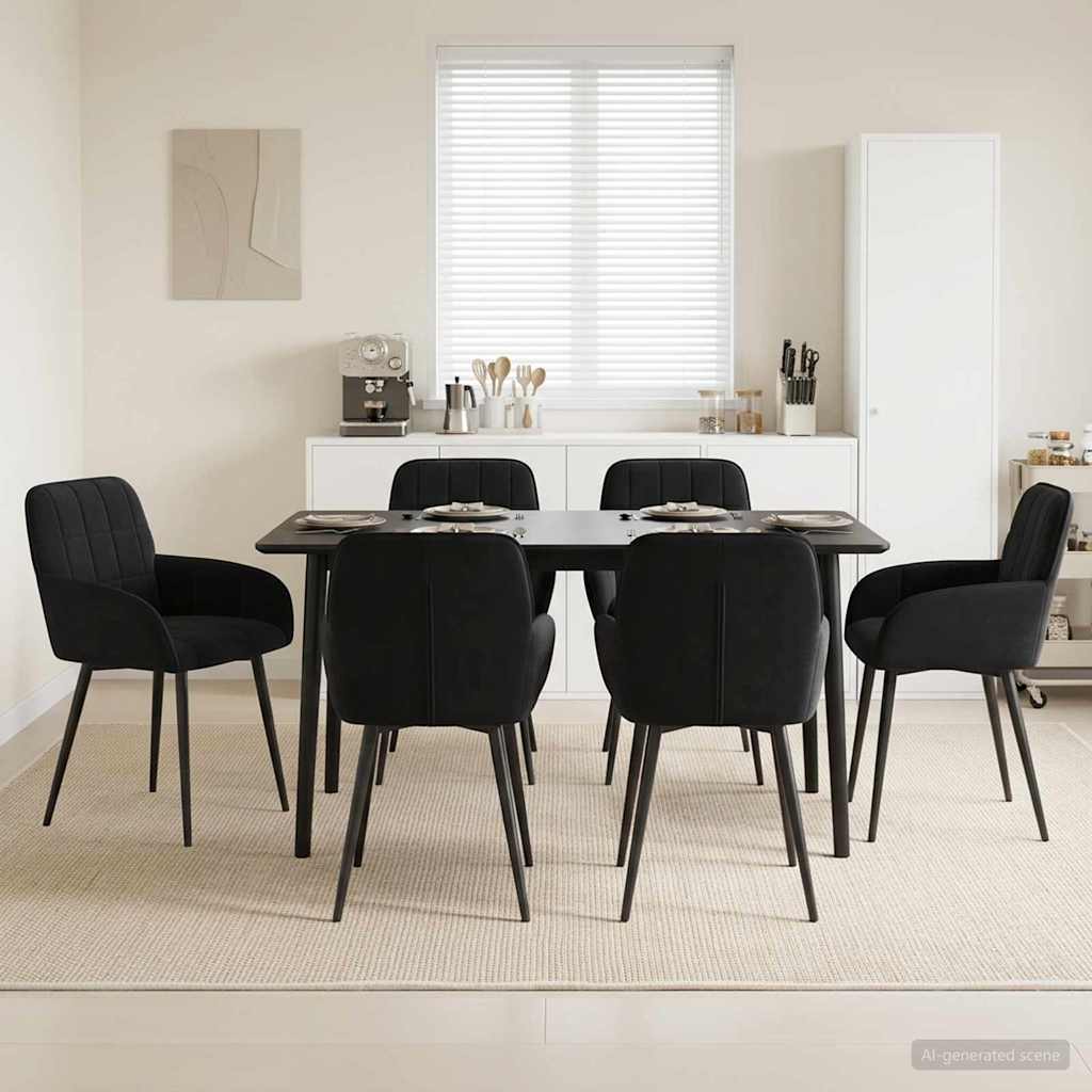 Sedie da pranzo 6 pcs Velluto Nero 57 x 50 x 85 cm