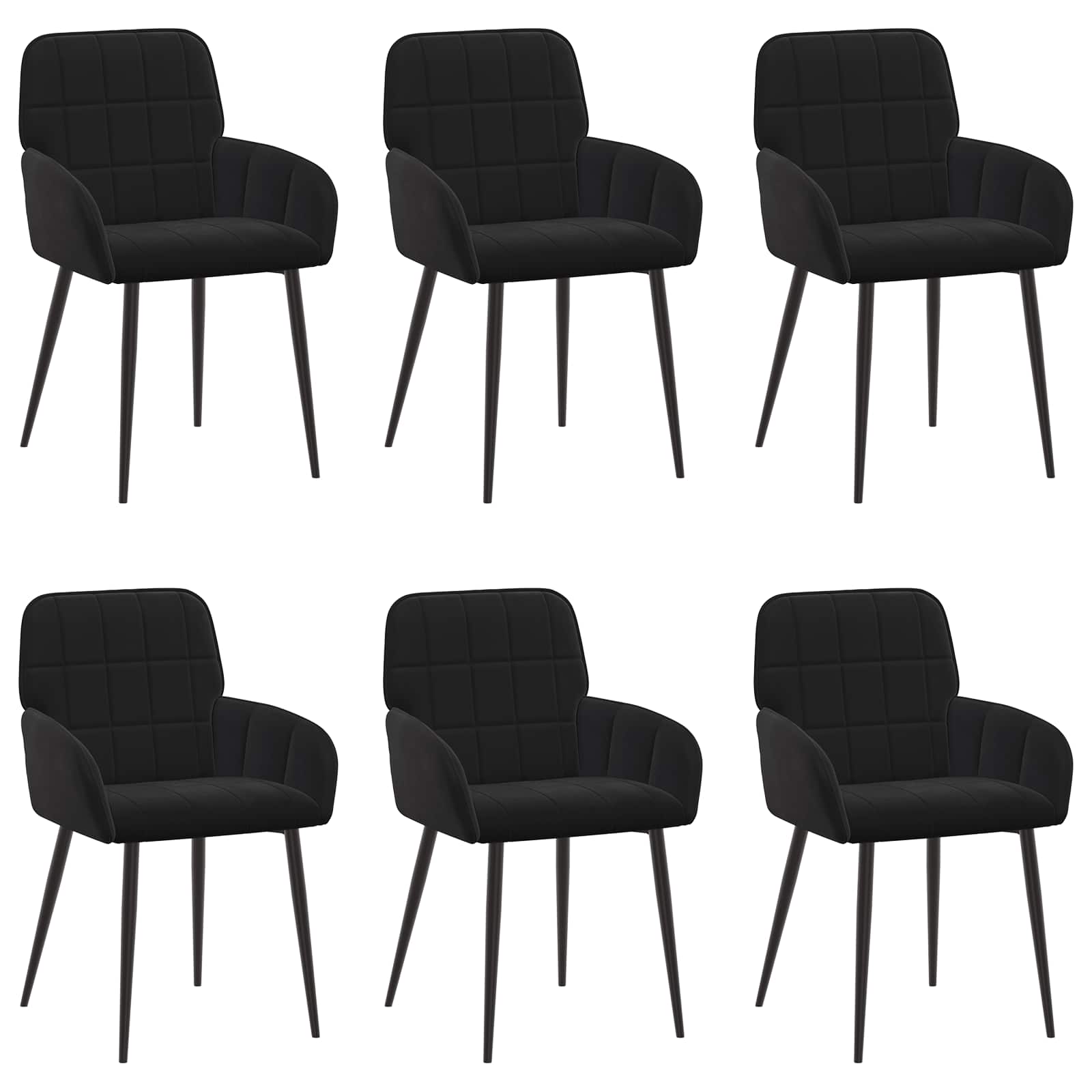 Sedie da pranzo 6 pcs Velluto Nero 57 x 50 x 85 cm | homemem39