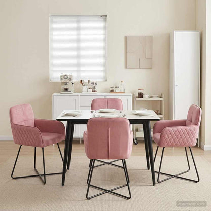 Sedie da pranzo 4 pcs Velluto Rosa 59 x 56,5 x 86 cm | homemem39