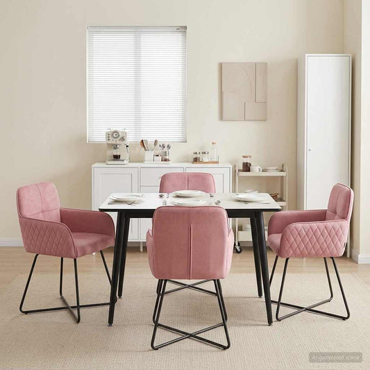 Sedie da pranzo 4 pcs Velluto Rosa 59 x 56,5 x 86 cm | homemem39