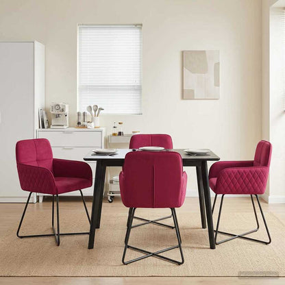 Sedie da pranzo 4 pcs Velluto Rosso Vino 59 x 56,5 x 86 cm