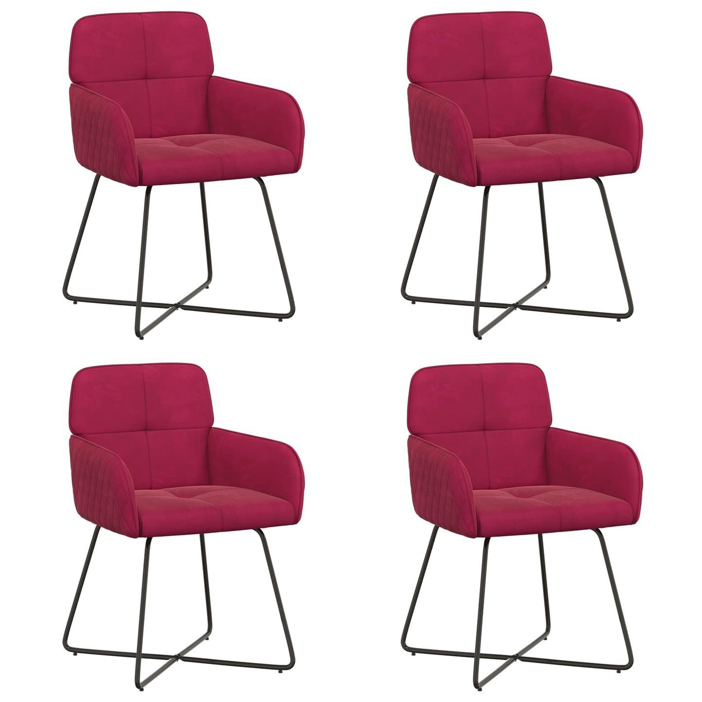 Sedie da pranzo 4 pcs Velluto Rosso Vino 59 x 56,5 x 86 cm | homemem39