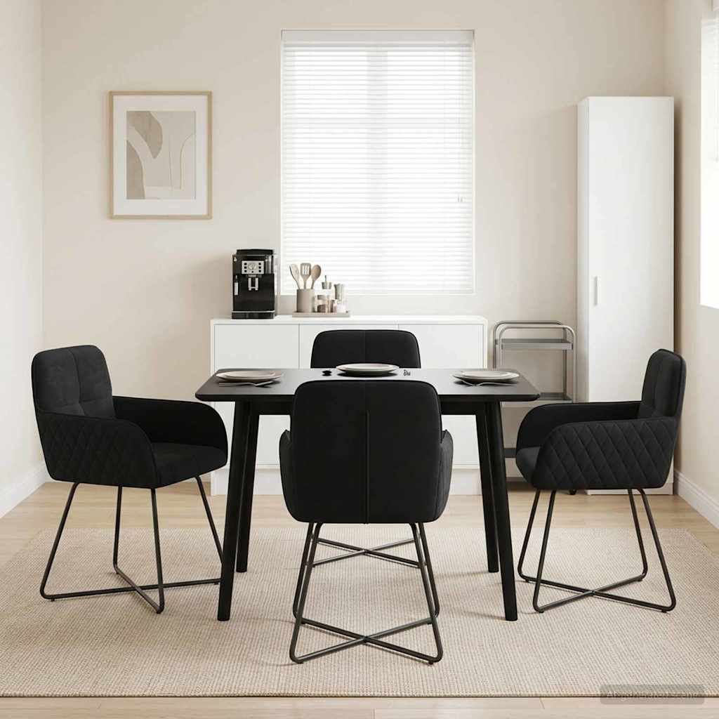 Sedie da pranzo 4 pcs Velluto Nero 59 x 56,5 x 86 cm | homemem39