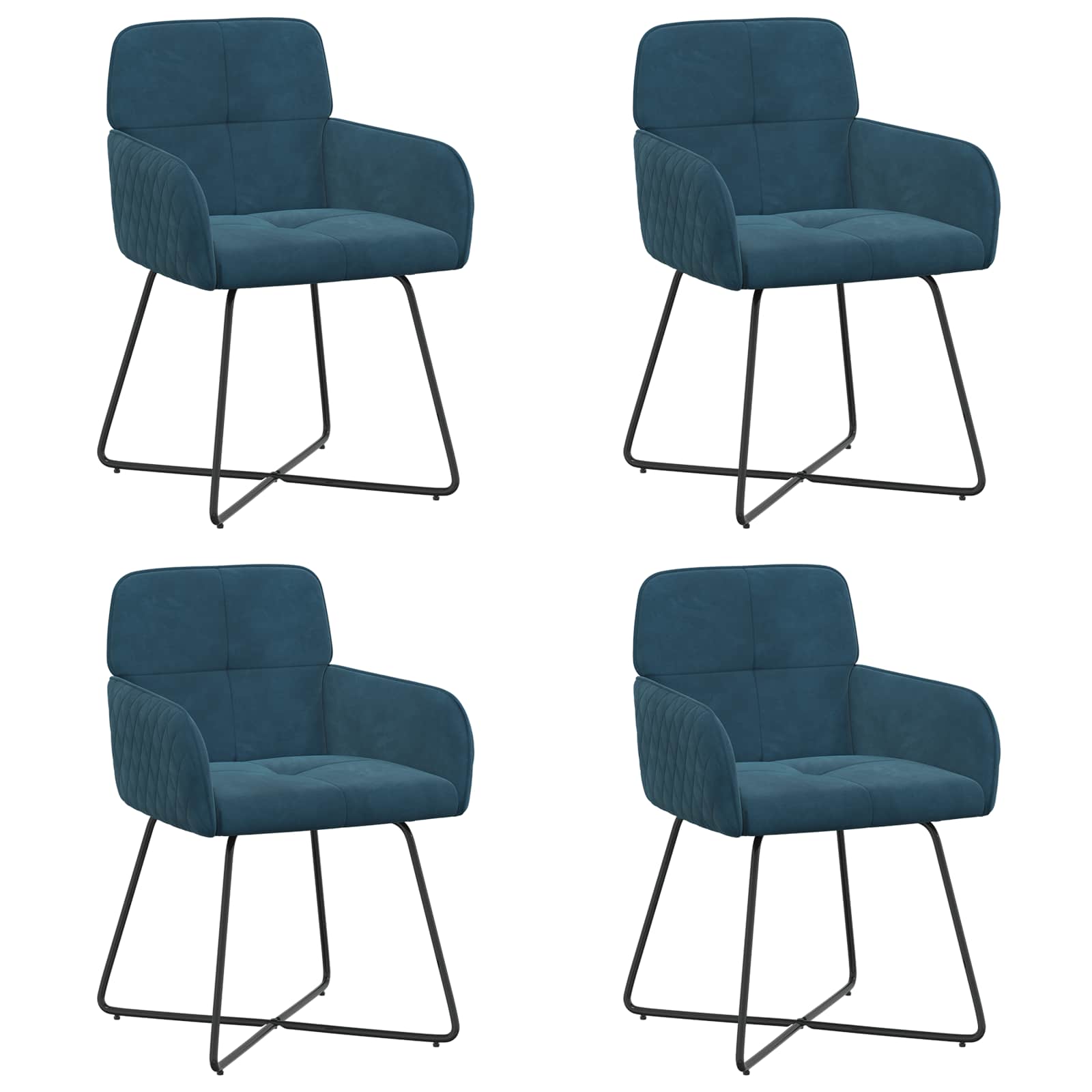 Sedie da pranzo 4 pcs Velluto Blu 59 x 56,5 x 86 cm | homemem39